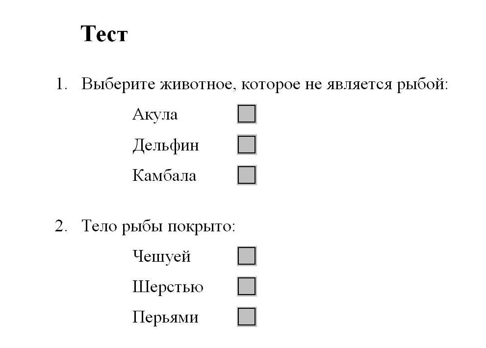 Мастер-класс Создание тестов в графическом редакторе Word - 2003