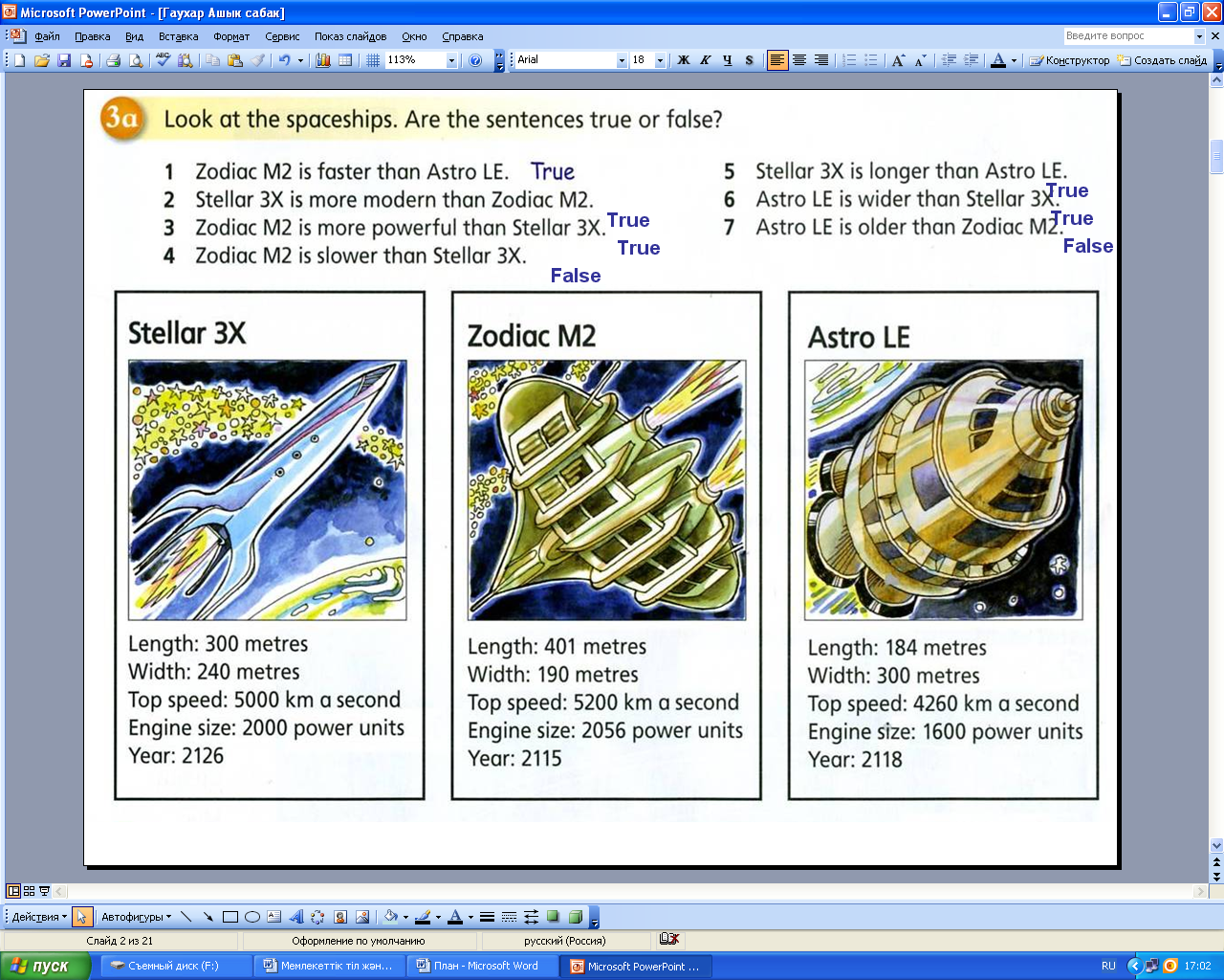 The theme of the lesson: Planets.