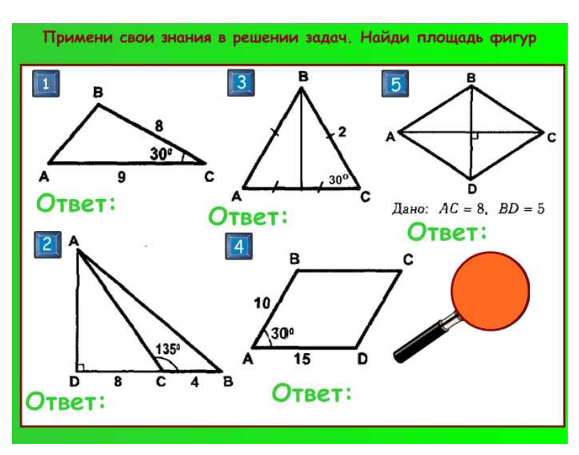 Конспект урока по математике для 8 класса «Площадь многоугольника»