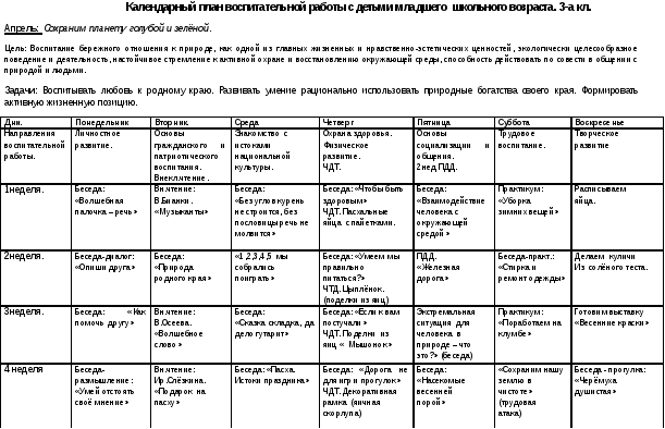 Календарный план: Воспитательная работа с детьми мл. шк. возраста на 2014-2015 уч. год