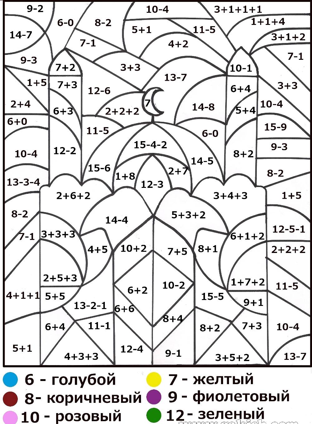 Математические раскраски на сложение однозначных чисел
