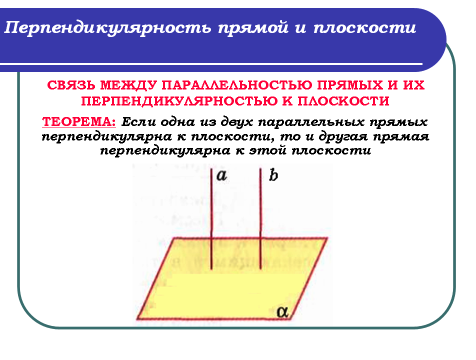 Конспект урока по геометрии для 10 класса на тему Перпендикулярные прямые в пространстве. Параллельные прямые, перпендикулярные к плоскости