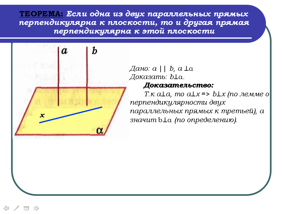 Если плоскость перпендикулярна одной из двух параллельных. Параллельные прямые перпендикулярные к плоскости 10 класс. Перпендикулярность двух параллельных прямых к плоскости. Перпендикулярные прямые в пространстве 10 класс Атанасян. Прямая перпендикулярна прямой в пространстве.