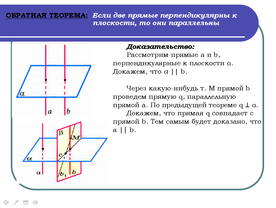 Конспект урока по геометрии для 10 класса на тему Перпендикулярные прямые в пространстве. Параллельные прямые, перпендикулярные к плоскости