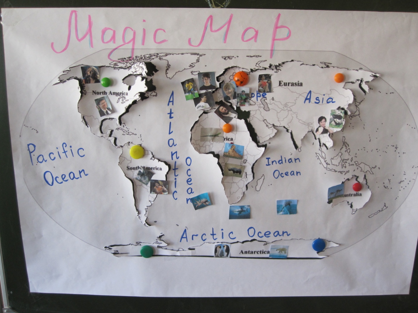 Урок по английскому языку для 5 класса «Волшебная карта» (страны, континенты)
