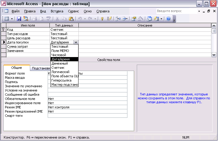 Задать имена. Типы данных полей таблицы базы данных в access. Типы полей в базе данных access. Типы данных полей в таблице БД MS access. Свойства полей таблицы базы данных access.