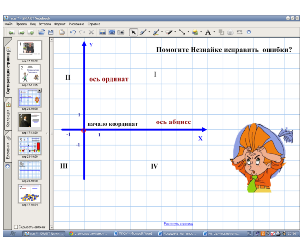 Урок по математике Координатная плоскость