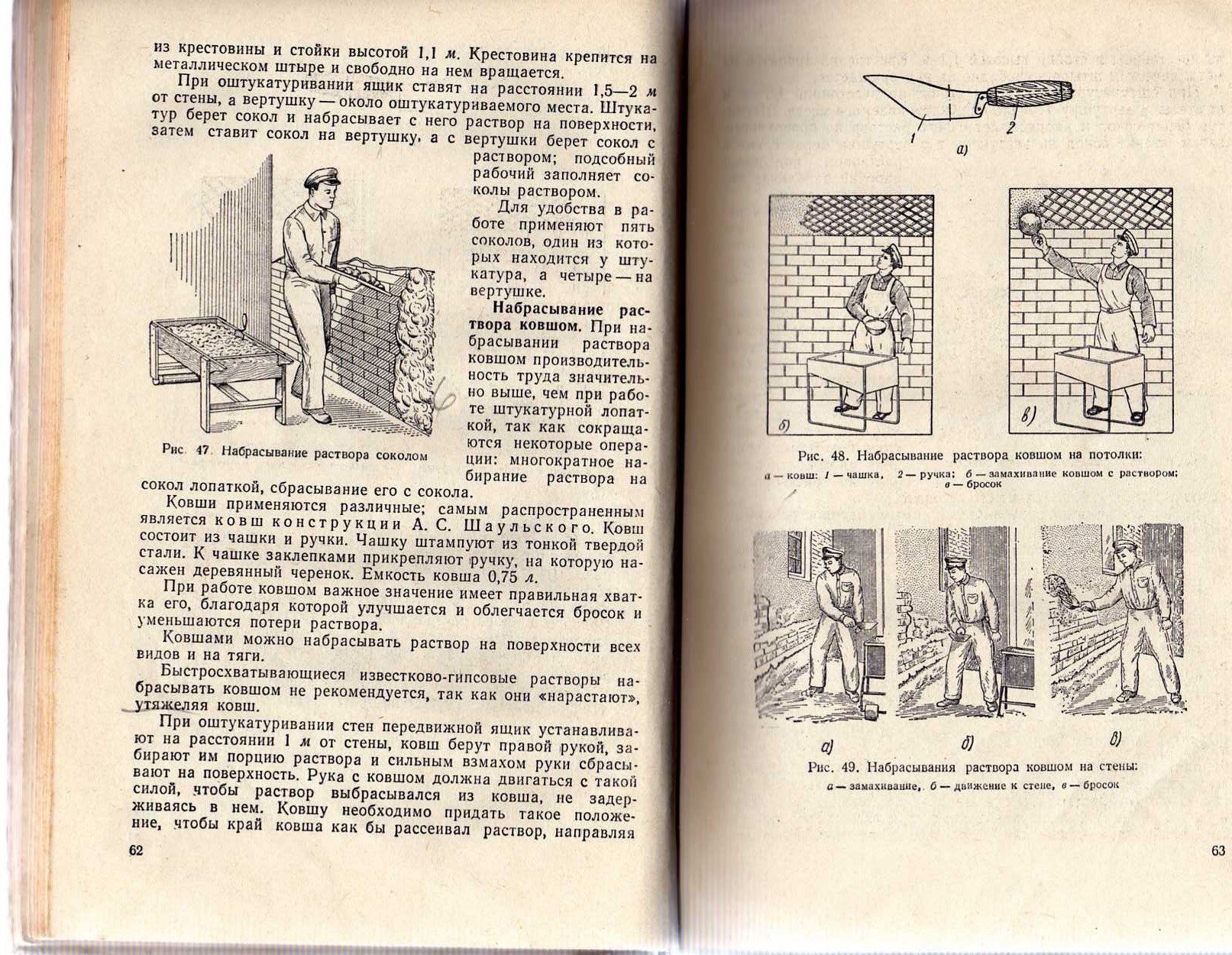 Схемы нанесение раствора ковшом стена бросок