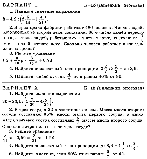 Рабочая программа по математике. 6 класс