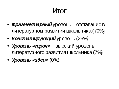 Уровни восприятия художественного произведения детьми младшего школьного возраста