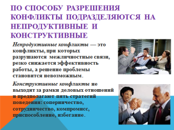 Методическое руководство к уроку по деловой культуре на тему «Виды конфликтов и правила поведения в них»