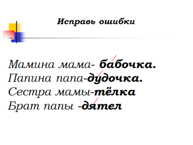 Поурочный план на тему Семья в 4 классе