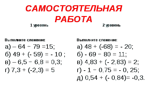 Конспект и технологическая карта урока с применением здоровьесберегающих технологий по теме Сложение чисел с разными знаками