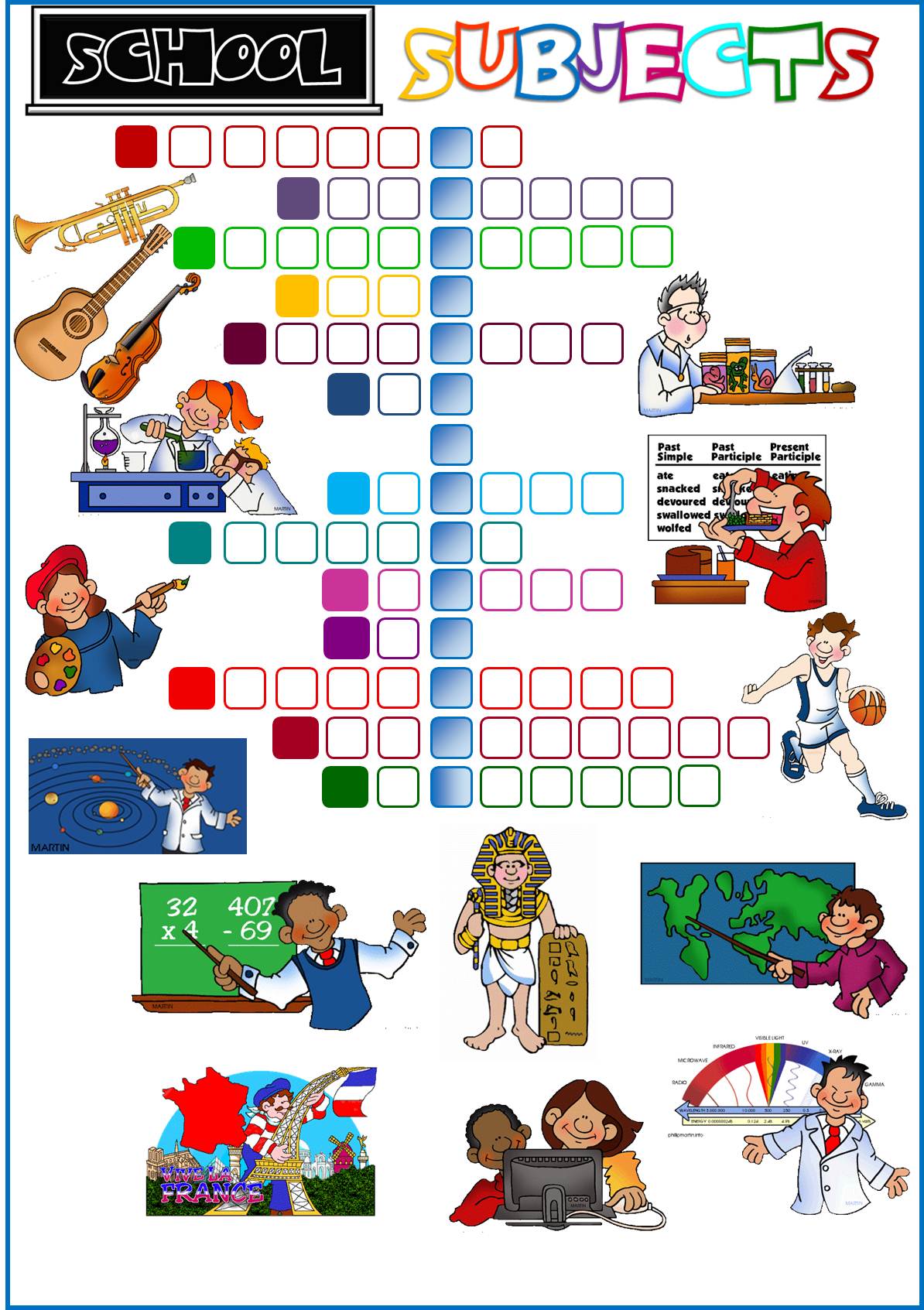 Методическая разработка Кроссворд school subjects