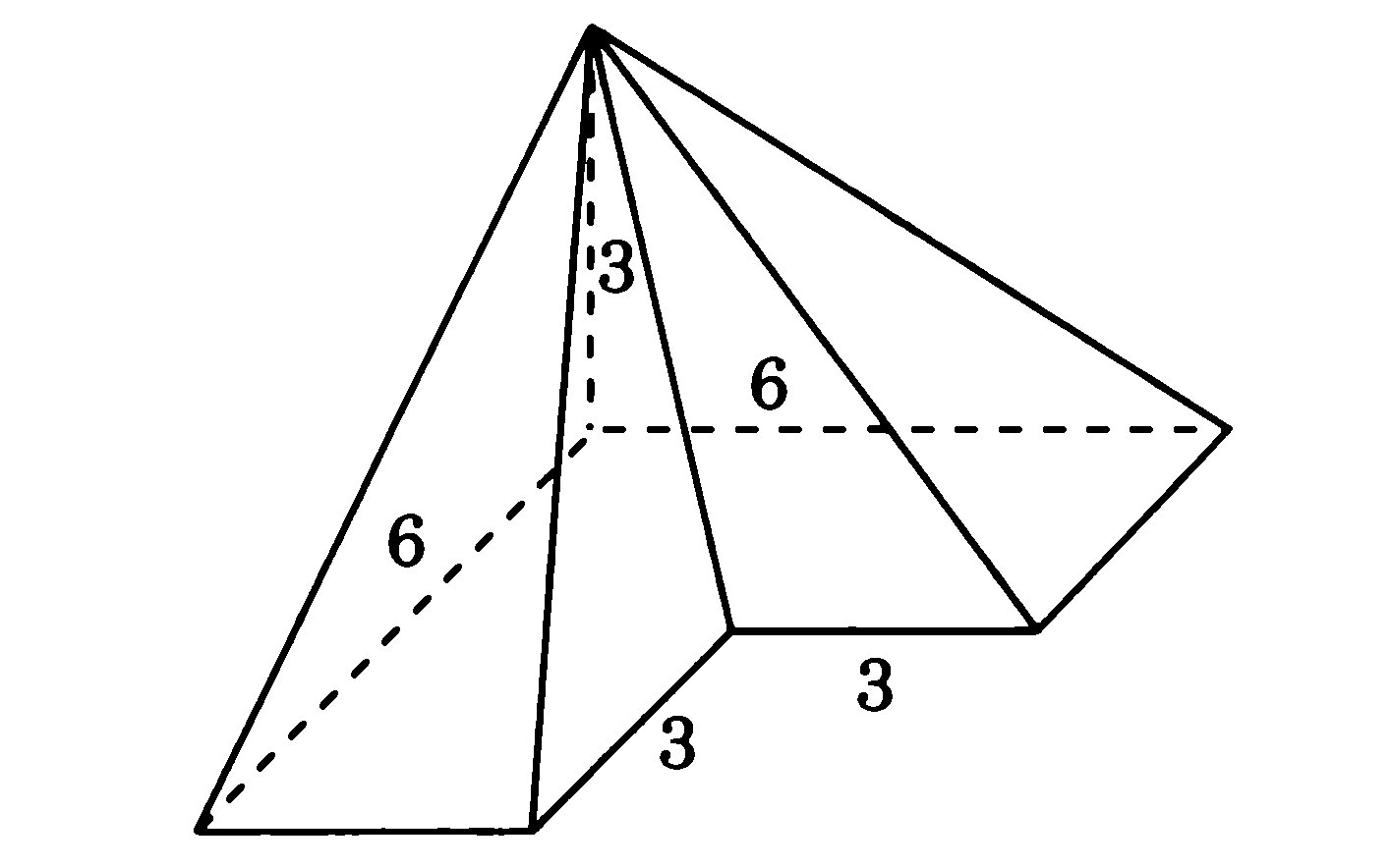 Четырехугольная пирамида с ребром перпендикулярным основанию
