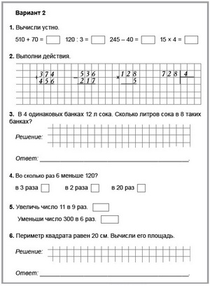 Итоговые контрольные работы по математике, русскому языку.