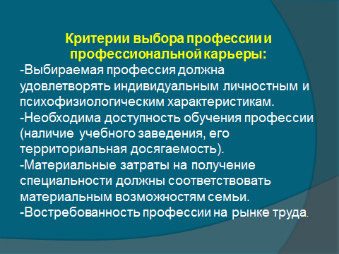 Конспект урока технологии в 11 классе Профессиональная карьера