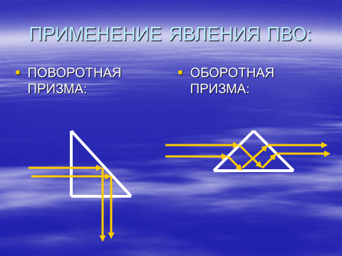 Конспект урока по физике по теме Полное внутреннее отражение