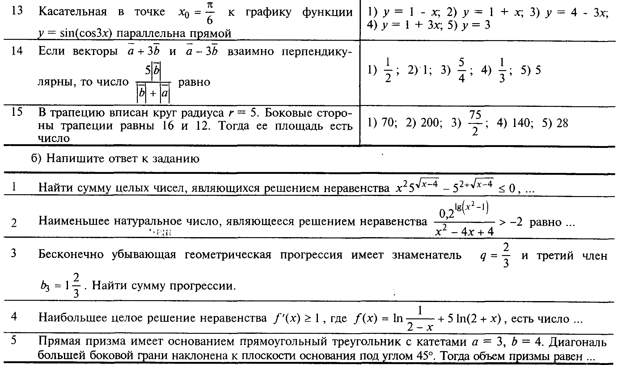 Тест для подготовки к ЕГЭ