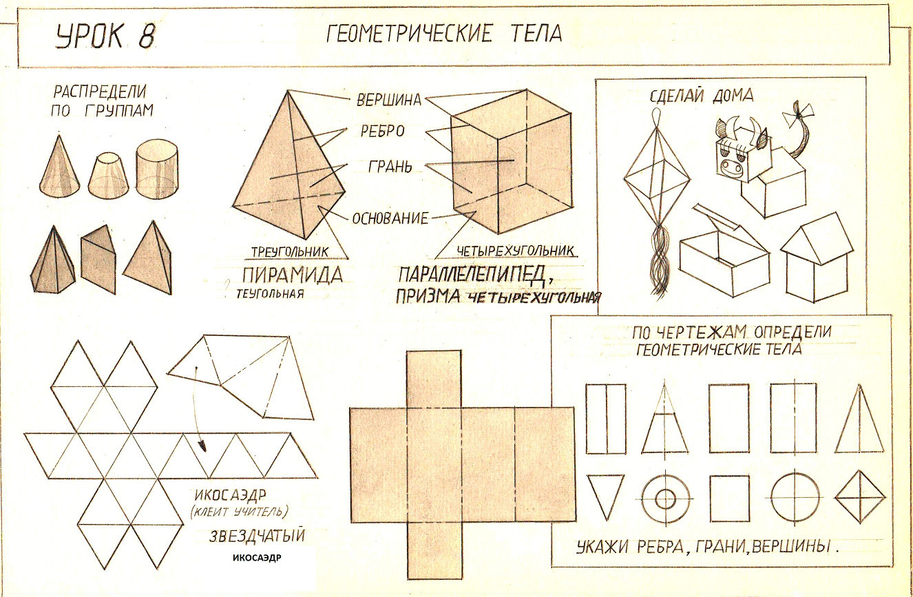 Инфографика по черчению Геометрические тела (призма и пирамида) 8 класс