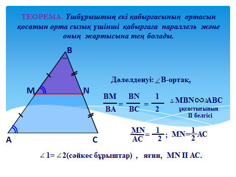 Қысқа мерзімді жоспар Үшбұрыштың орта сызығы