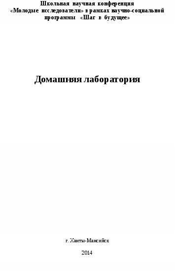 Исследовательская работа Домашняя лаборатория