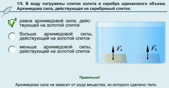 Открытый урок по физике на тему Закон Архимеда (7 класс)