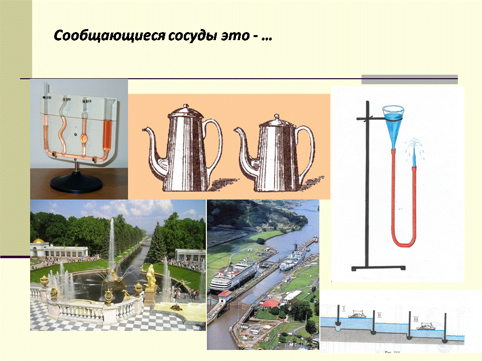 Какие примеры сообщающихся. Водонапорная башня сообщающиеся сосуды. Водомерные трубки сообщающиеся сосуды. Принцип сообщающихся сосудов формула 7 класс. Сообщающищиеся сосуды.