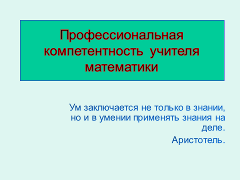 Профессиональная компетентность учителя математики