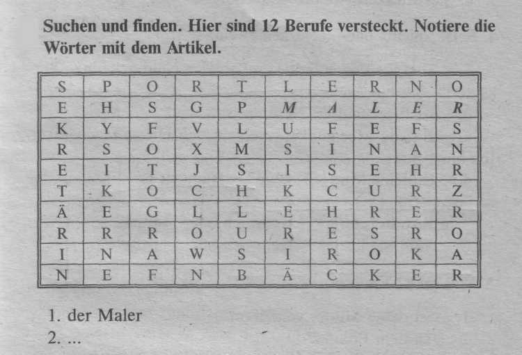 Лексико-грамматический тест, повторение артиклей, модальных глаголов, профессий и прилагательных по немецкому языку.