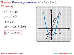 Урок по теме Решение Квадратных уравнений графическим способом