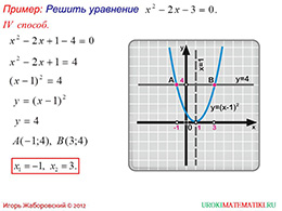 Урок по теме Решение Квадратных уравнений графическим способом