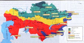 Используя тематические карты опишите природно климатические особенности сарыарки по плану