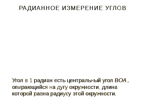 УРОК АЛГЕБРЫ НА ТЕМУ РАДИАННАЯ МЕРА УГЛА ( 10 КЛ ). НИКОЛЬСКИЙ С.М.