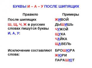 Конспект урока по русскому языку Буквы И, У, А после шипящих! (5 класс)