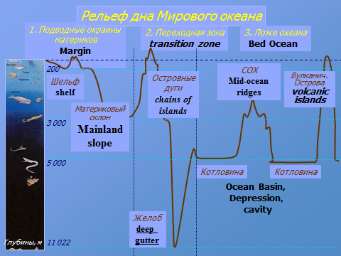 Урок географии 6 класс с элементами английского языка «Рельеф дна мирового океана» «