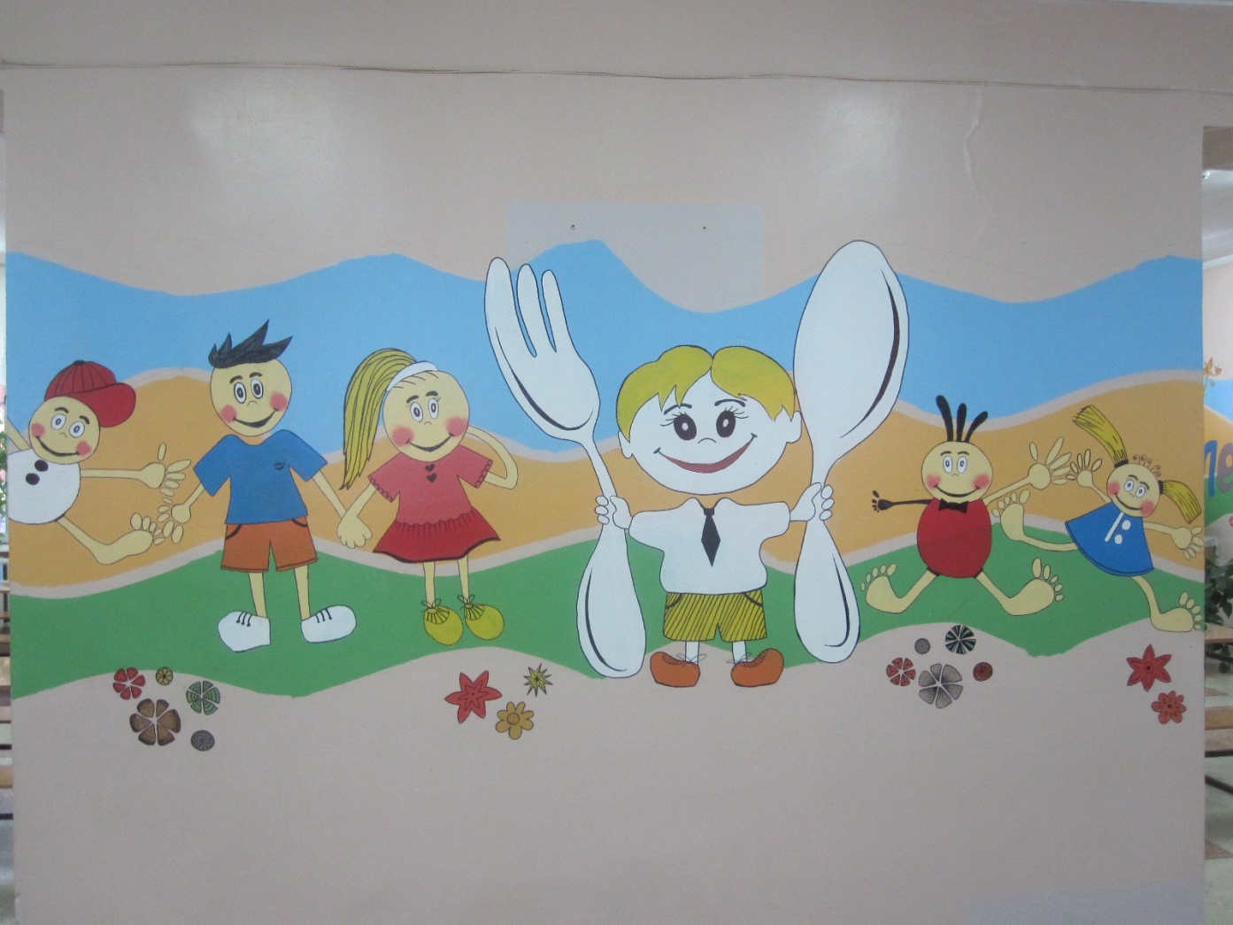 Роспись стен в детском саду в столовой