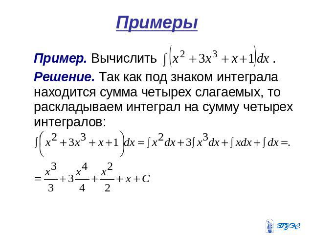 Тема урока Неопределенный интеграл