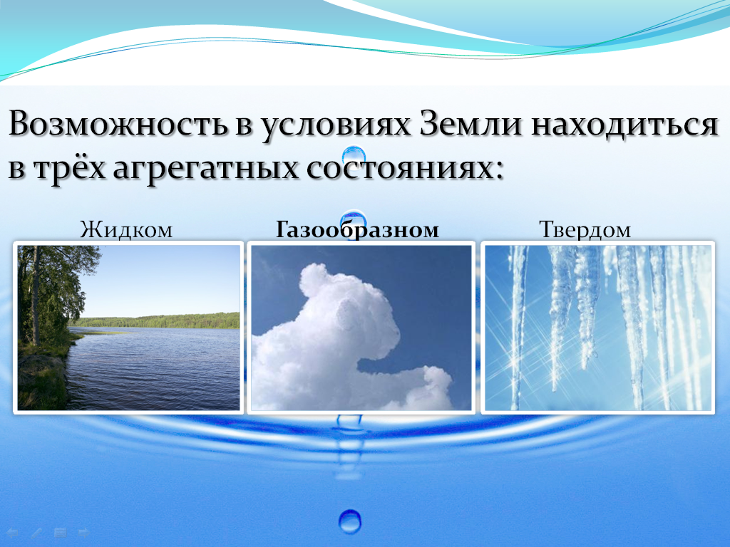 В каких состояниях вода находится в природе