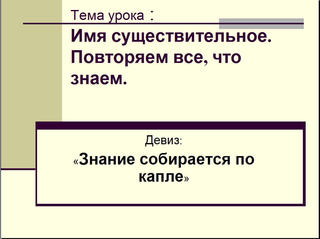 Урок по теме Имя существительное. Повторяем все, что знаем.