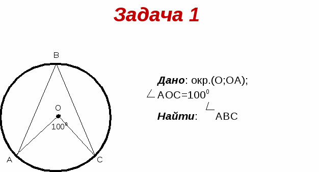 Разработка урока по геометрии в 8-ом классе Теорема о вписанном угле