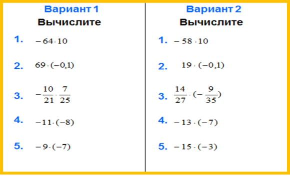 Открытый урок по математике для 6 класса по теме Умножение положительных и отрицательных чисел