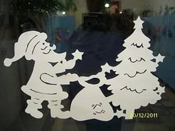 Украшение окон,зеркал из бумаги на Рождество