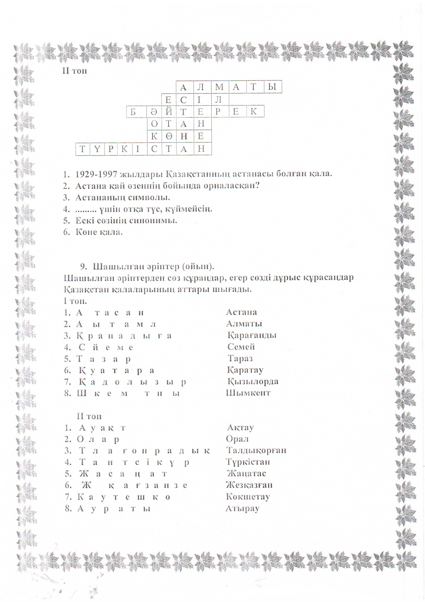 Урок на тему Қазақстанның астанасы (4-сынып)