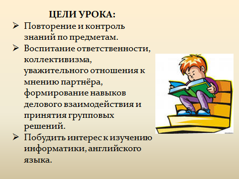 План – конспект бинарного урока «Урок-конкурс «Своя игра»