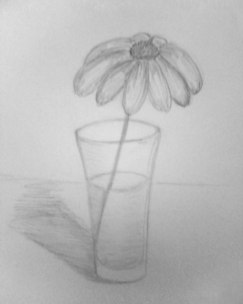 «Графический натюрморт «Цветы в вазе»