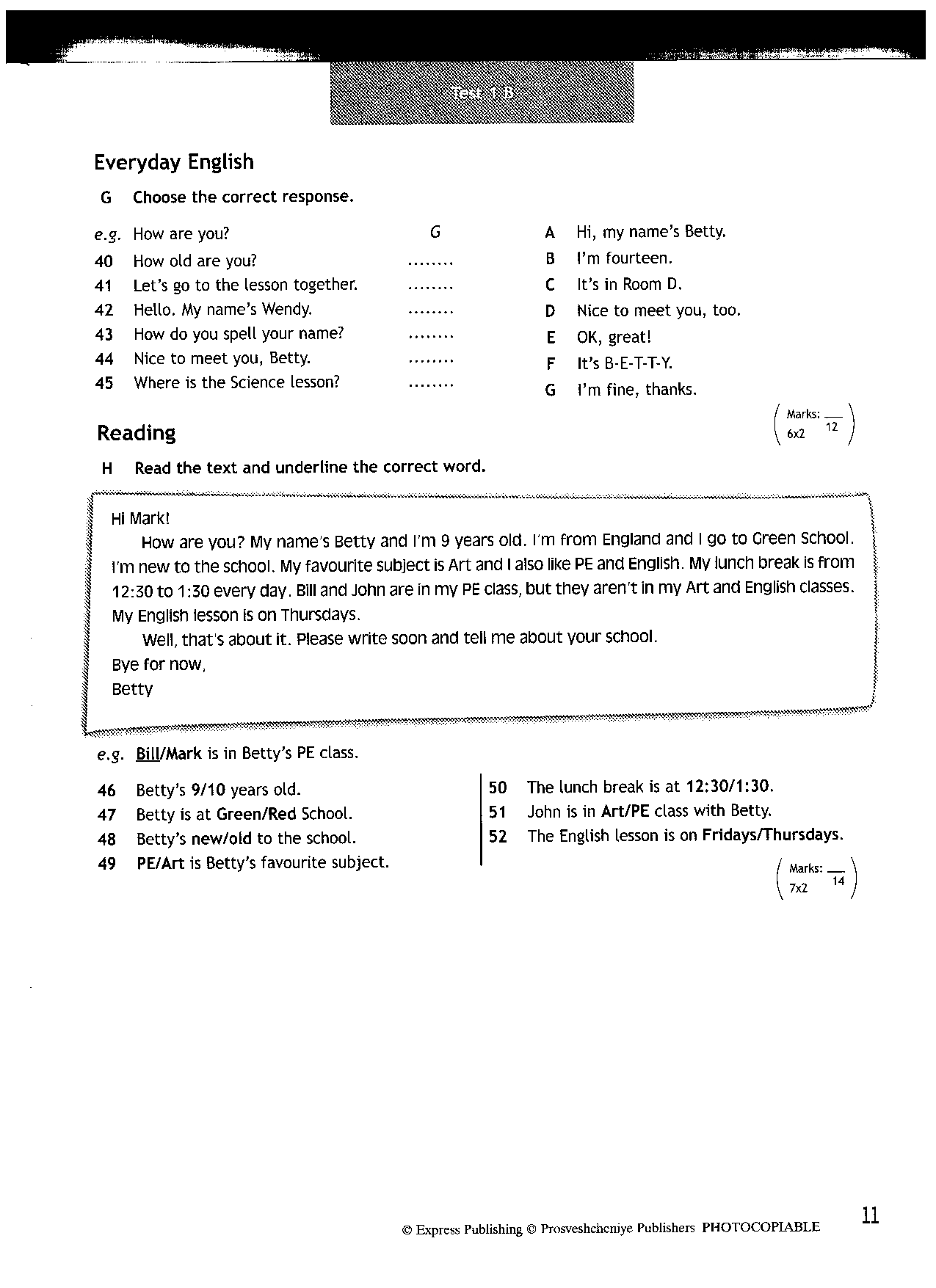 Everyday english g choose the correct response. Контрольная работа по английскому 5 класс everyday English. Everyday English ответы 6 класс. Test 9a everyday English 5 класс. Test 1a everyday English g choose the correct response.