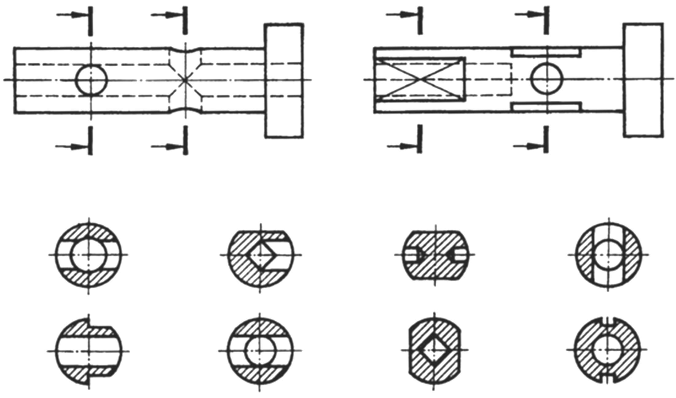 Обозначение соответствует. Напишите буквенные обозначения сечений соответствующих чертежам. Сечение с двумя отверстиями. Инженерная Графика обозначение отверстий. Пересечение двух отверстий в сечении.
