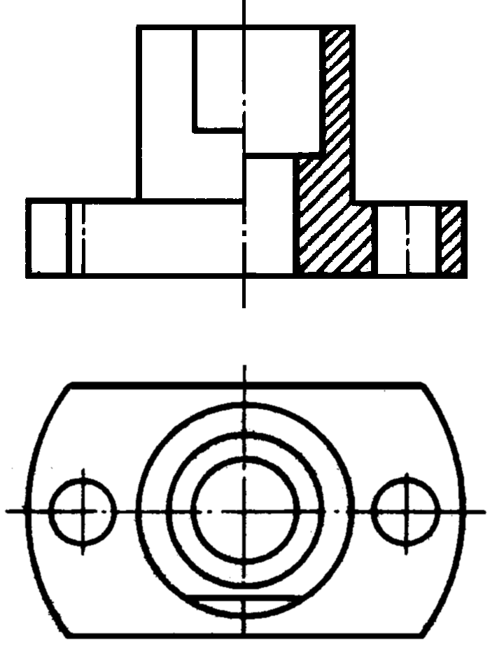 Полвида пол разреза на чертеже