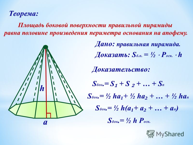 Боковая плоскость пирамиды. Площадь поверхности пирамиды.